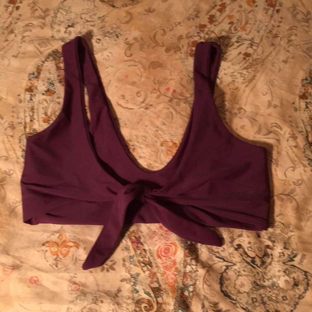 Purple Tie-Front Bikini Top - Women's Swim